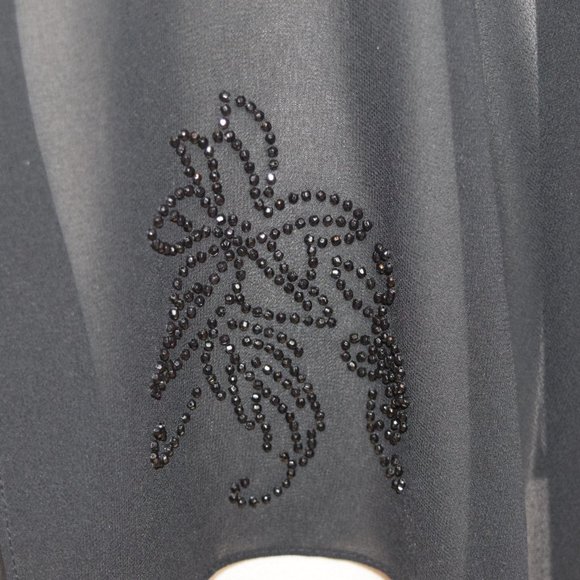 R & M Richards Beaded Chiffon Cape Black - Picture 5 of 8
